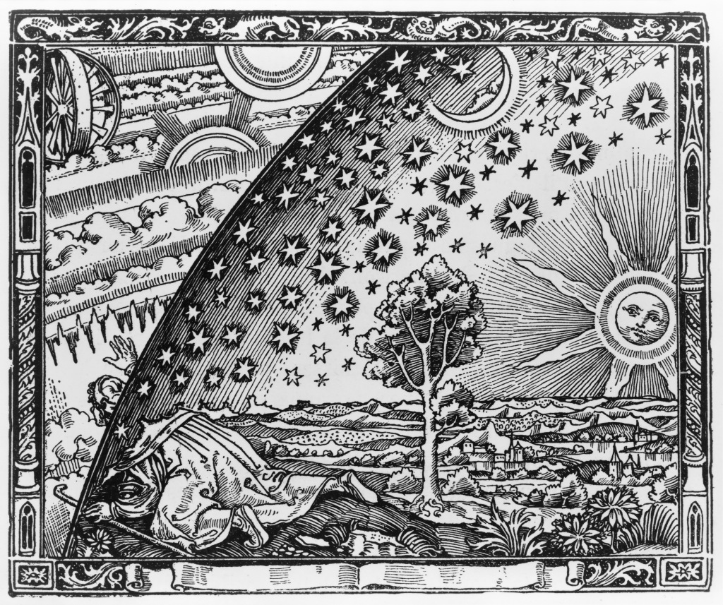 Imagen del Flammarion: Un hombre traspasa la fronteras del firmamento